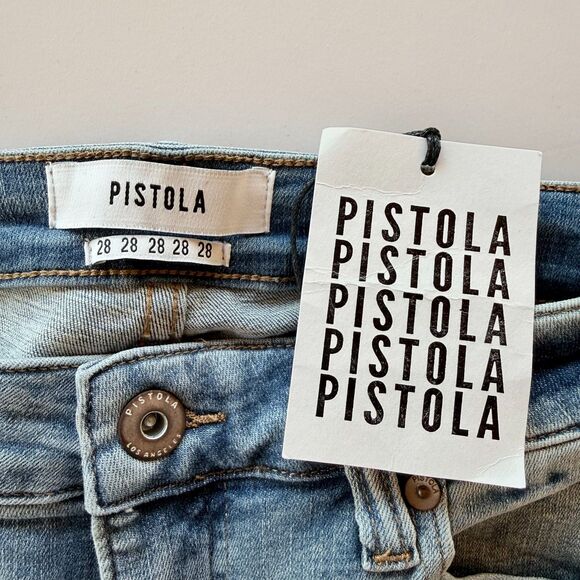 NWT Pistola Arielle Skinny Scissor Cut Hem Jeans in No Pressure Light Wash Sz 28 - Picture 7 of 13